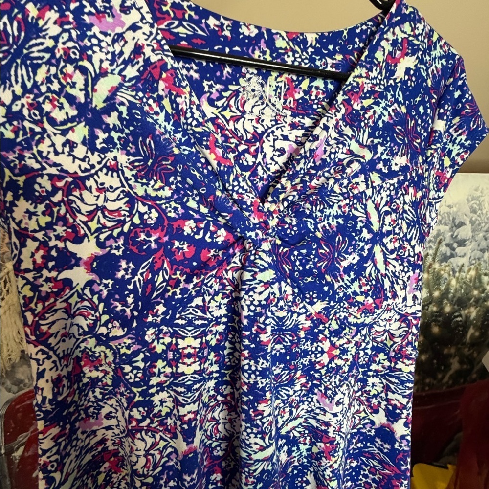 Dress Floral Blue and Pink Women's by Lola Size Medium - Picture 4 of 12